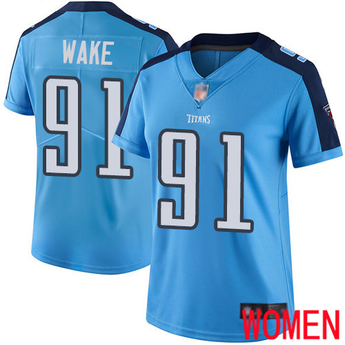Tennessee Titans Limited Light Blue Women Cameron Wake Jersey NFL Football #91 Rush Vapor Untouchable